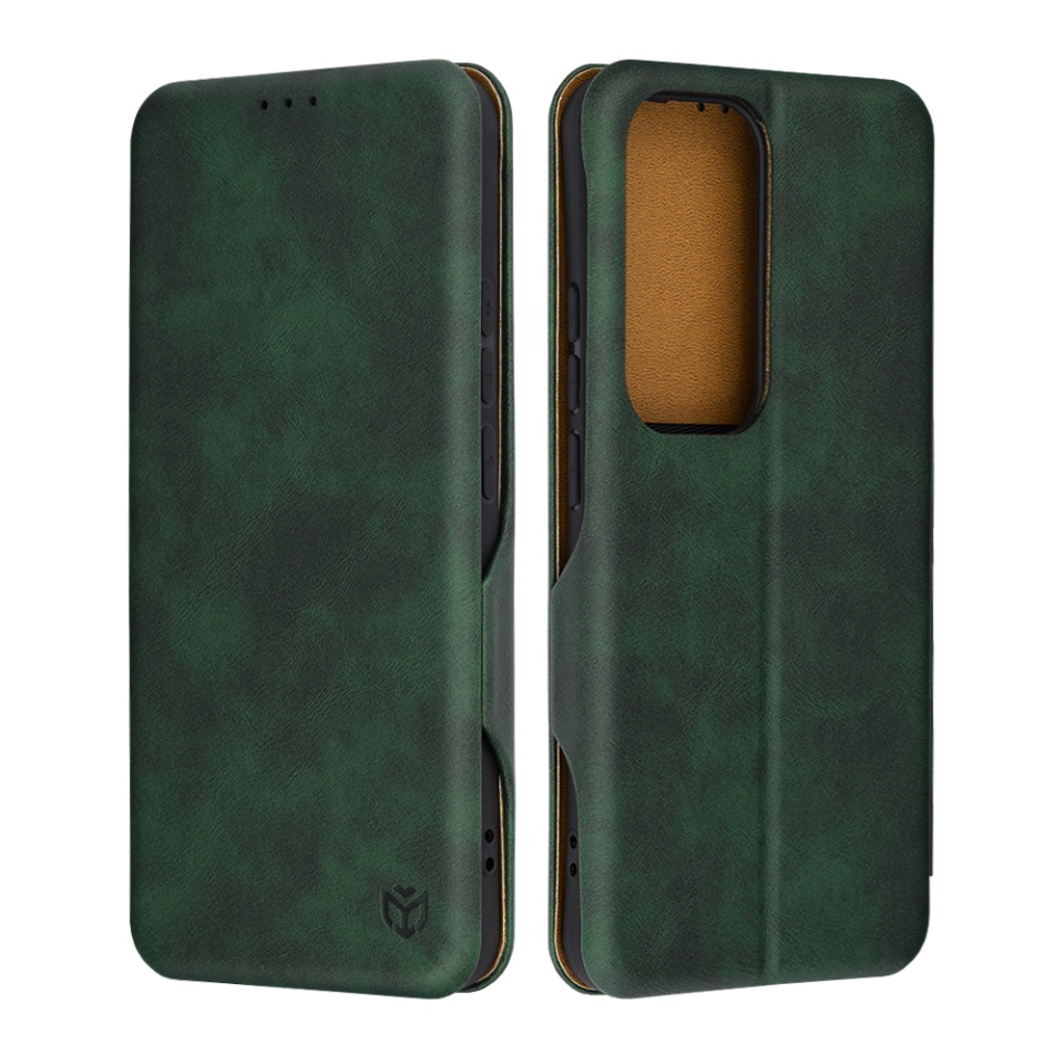 Husa pentru Oppo Reno12 Pro, SKYDDAR INNOVATION, Safe Wallet tip carte din Piele Ecologica, Suport Carduri, Inchidere Magnetica, Verde, set cu sticker