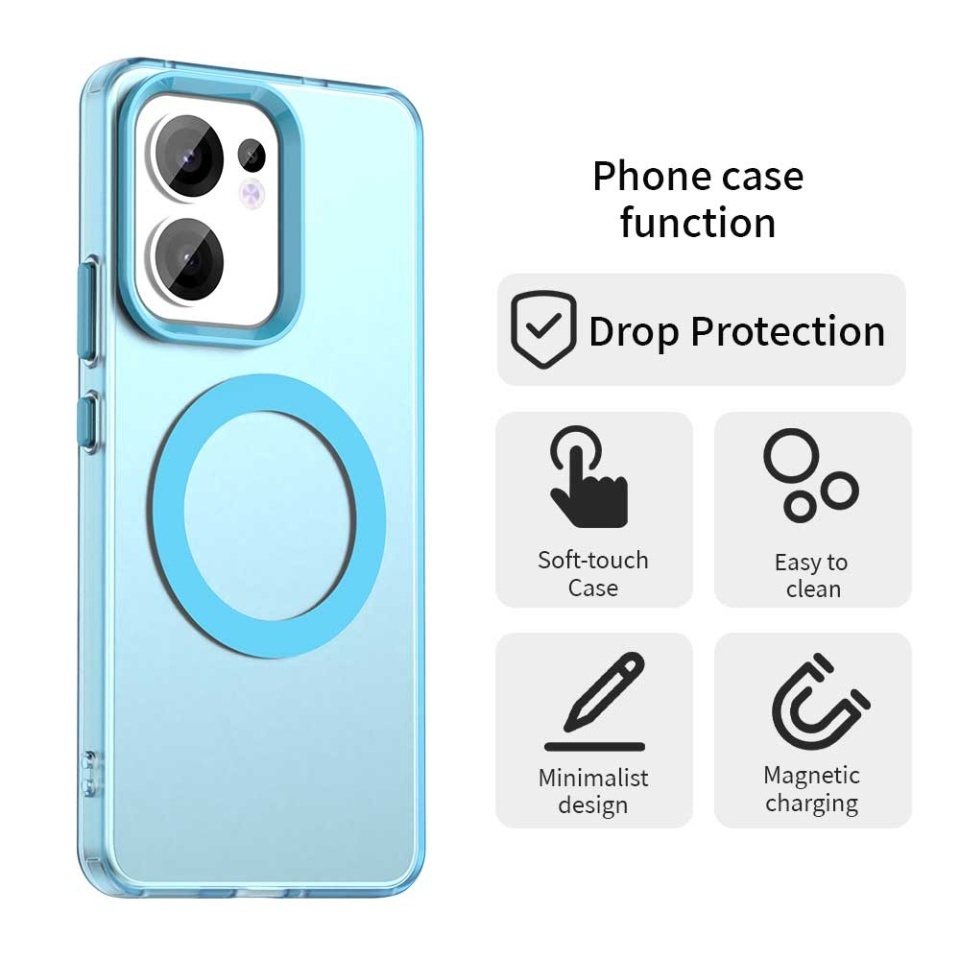 Husa pentru Oppo Reno13 F 4G / Reno13 F 5G / Reno13 FS 5G, SKYDDAR INOVATION, CandyCase, Magsafe, set cu sticker, Albastru - 1 | YEO