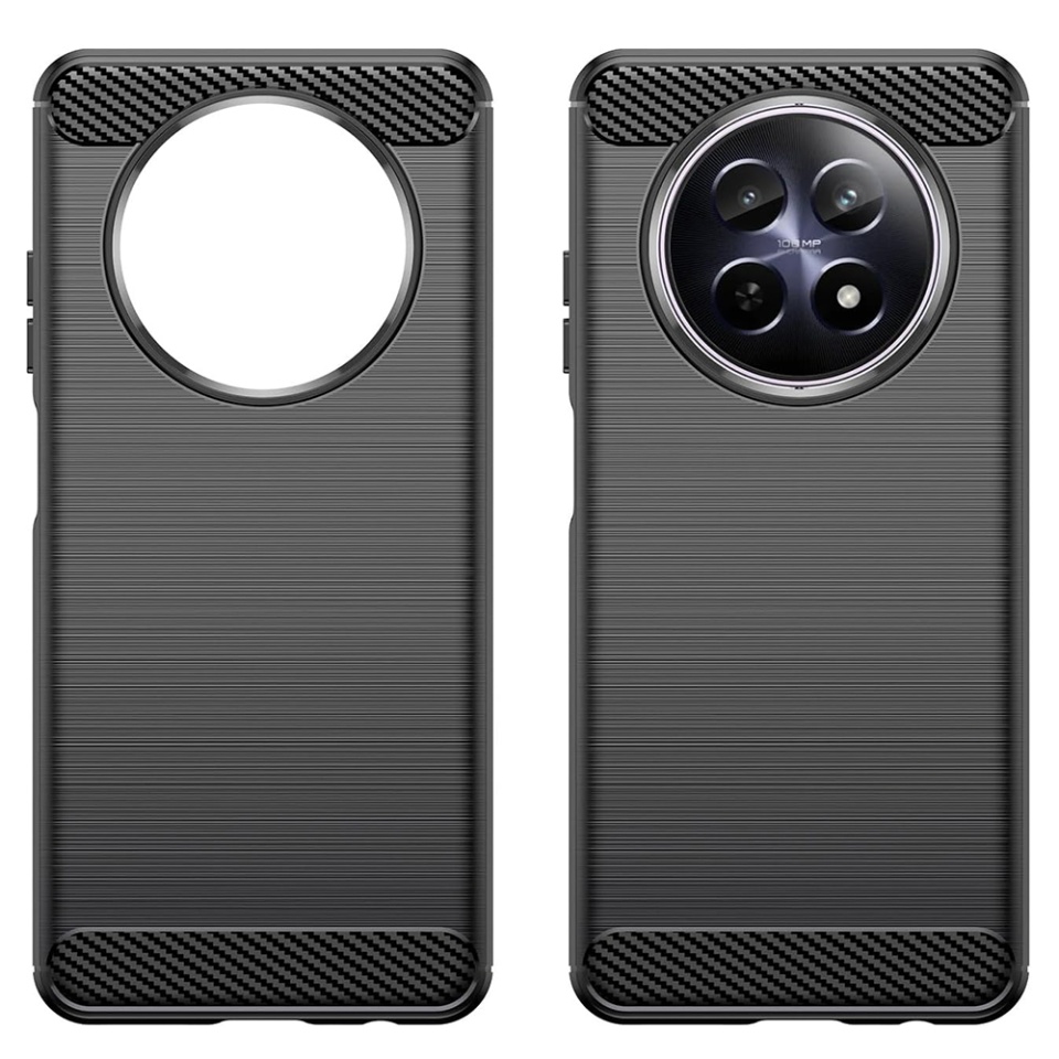 Husa pentru Realme 12 din Silicon Premium, Slim, cu textura Fibra Carbon - Albastru - 1 | YEO