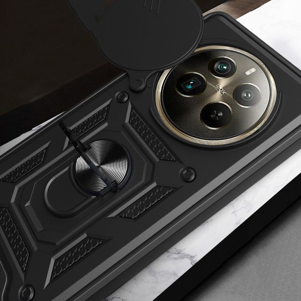 Husa pentru Realme 12 Pro / 12 Pro+, SKYDDAR INNOVATION, CamShield, Inel magnetic, set cu sticker, Negru - 3 | YEO