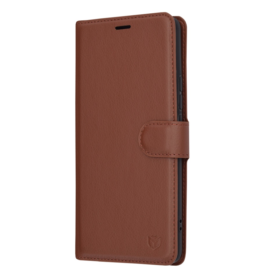 Husa pentru Realme 12 Pro / 12 Pro+ tip Carte, cu Portofel Interior, Finisaje Premium, SKYDDAR Leather Wallet - Maro - 3 | YEO