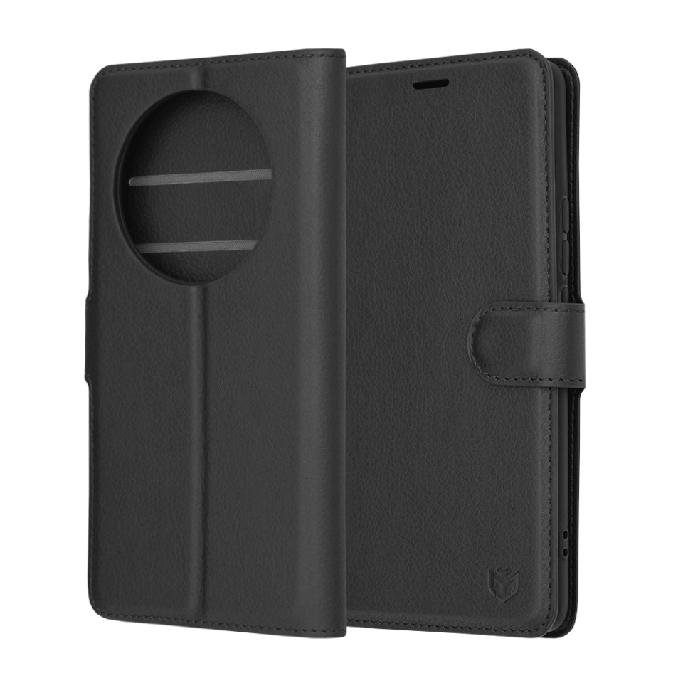 Husa pentru Realme 12 Pro / 12 Pro+ tip Carte, cu Portofel Interior, Finisaje Premium, SKYDDAR Leather Wallet - Negru