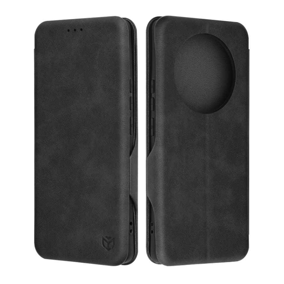 Husa pentru Realme 13 Pro / 13 Pro+, SKYDDAR INNOVATION, Safe Wallet tip carte din Piele Ecologica, Suport Carduri, Inchidere Magnetica, Negru, set cu sticker