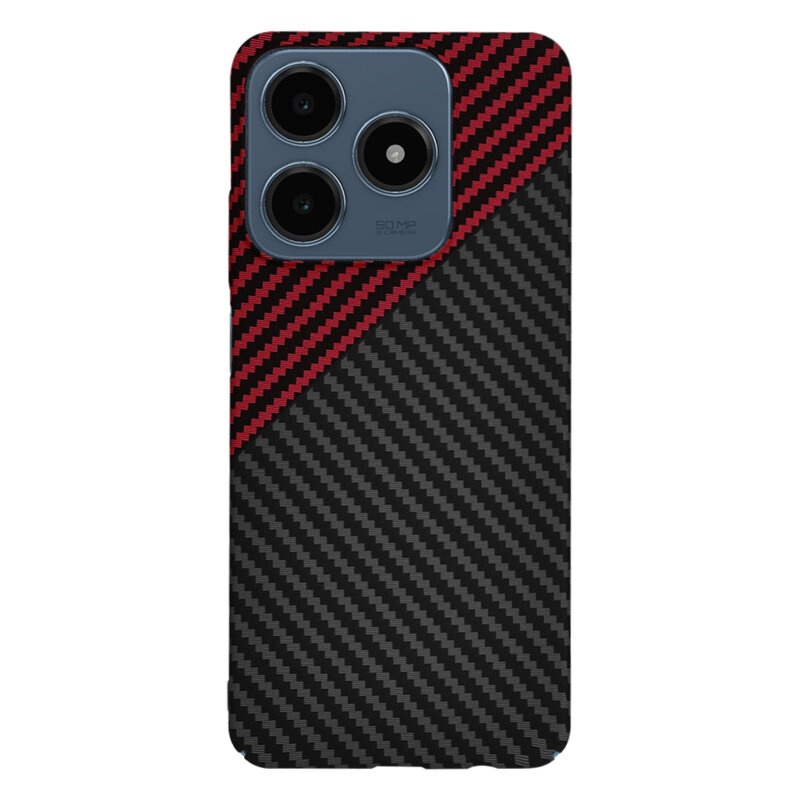 Husa pentru Realme C63 / C61, Finisaj Premium cu Textura de Carbon, Design Elegant, SKDR CarbonFlex - Rosu inchis - 2 | YEO