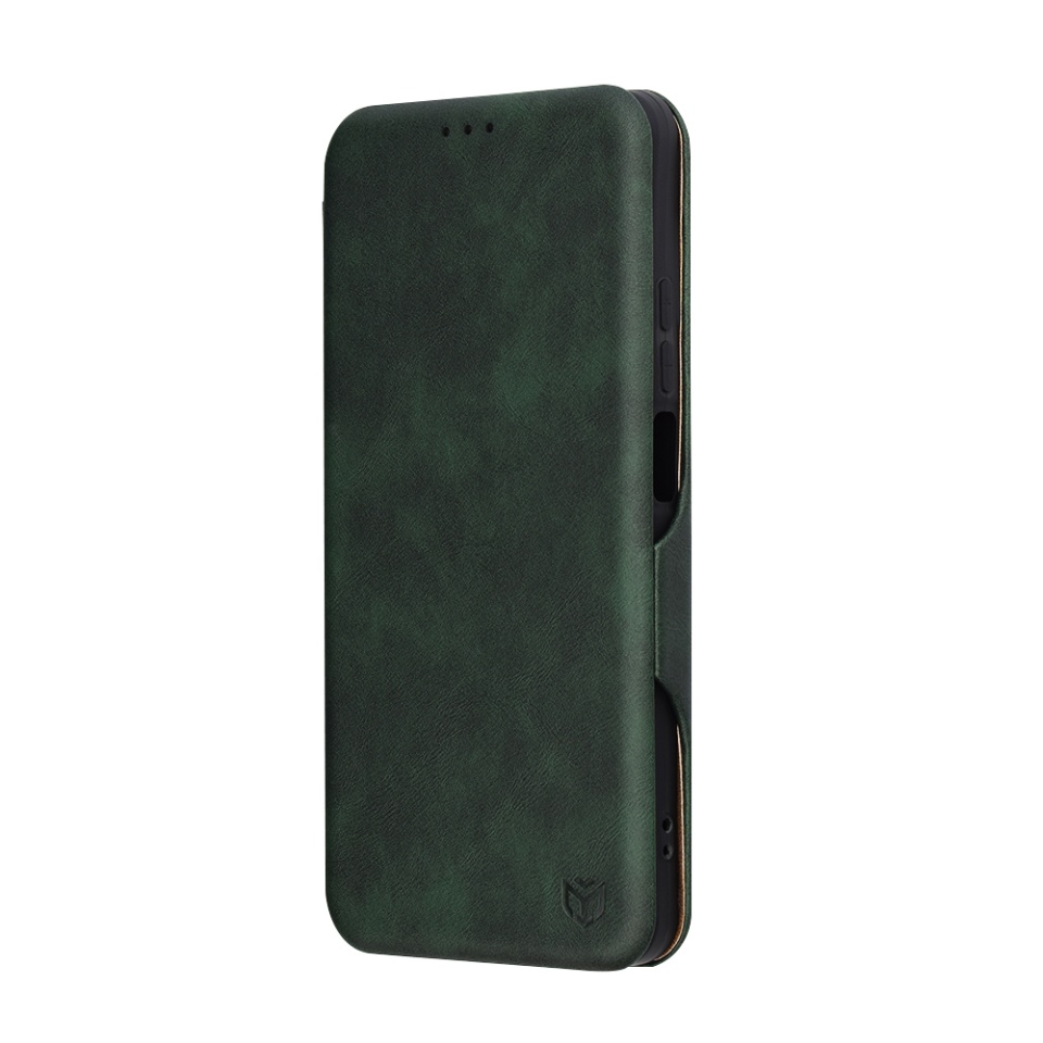 Husa pentru Realme C63 / C61 tip carte din Piele Ecologica, Suport Carduri, Inchidere Magnetica, Pocket Safe cu sticker - Verde - 3 | YEO