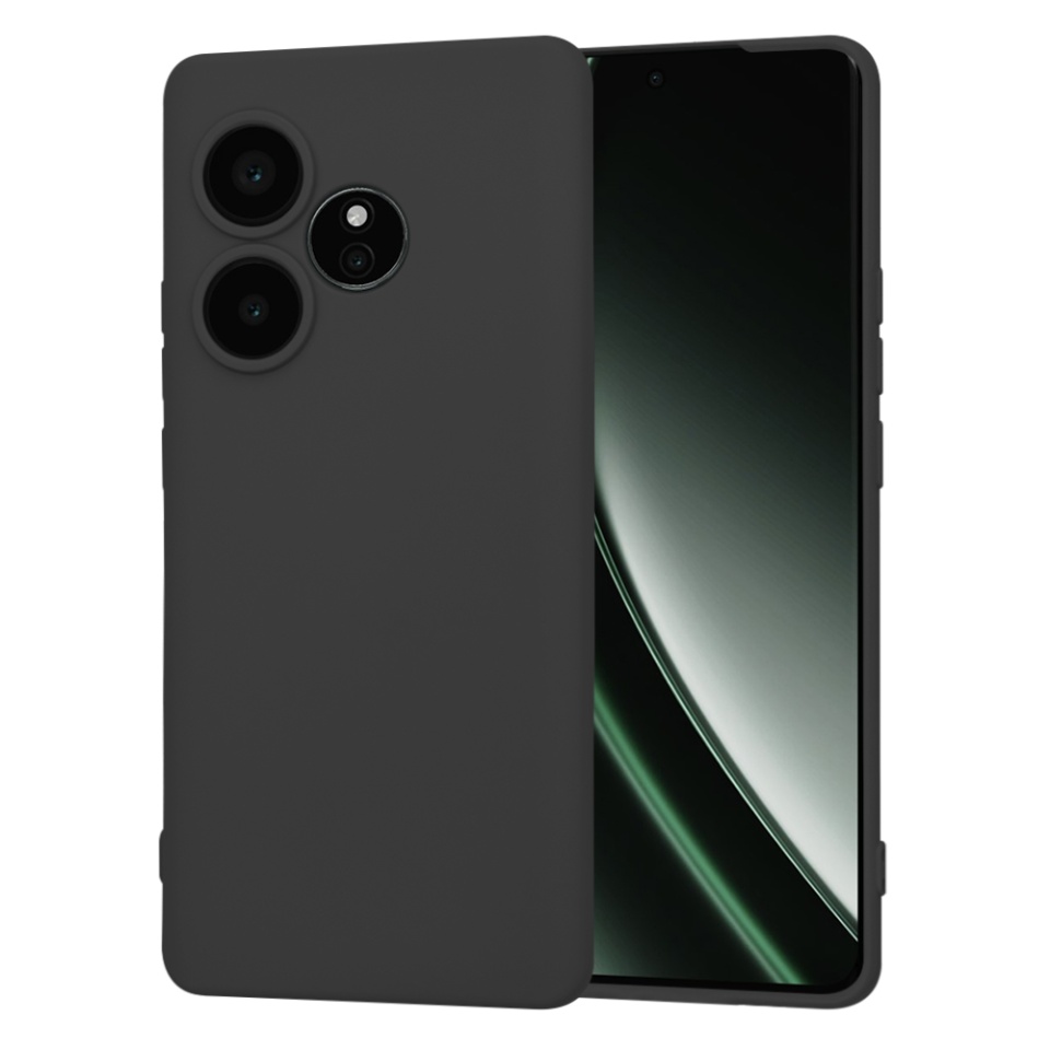 Husa pentru Realme GT 6 / GT 6T din Silicon Catifelat, Protectie Premium, Skyddar SoftElegance - Negru