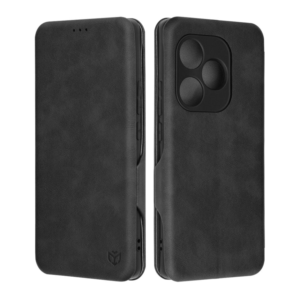 Husa pentru Realme GT 6 / GT 6T, SKYDDAR INNOVATION, Safe Wallet tip carte din Piele Ecologica, Suport Carduri, Inchidere Magnetica, Negru, set cu sticker