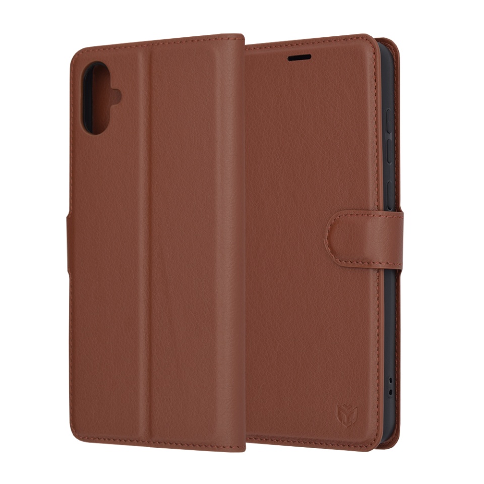 Husa pentru Samsung Galaxy A05 tip Carte, cu Portofel Interior, Finisaje Premium, SKYDDAR Leather Wallet - Maro