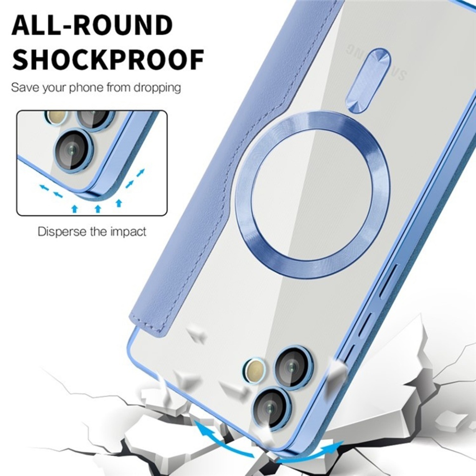 Husa pentru Samsung Galaxy A05 tip carte, SKYDDAR INOVATION, SmartMag Book, Magsafe, RFiD, Suport Carduri, set cu sticker, Bleu - 3 | YEO