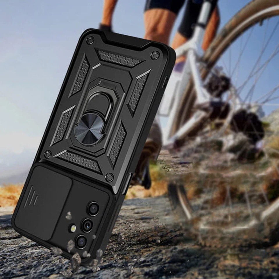 Husa pentru Samsung Galaxy A05s, SKYDDAR INNOVATION, CamShield, Inel magnetic, set cu sticker, Auriu - 1 | YEO