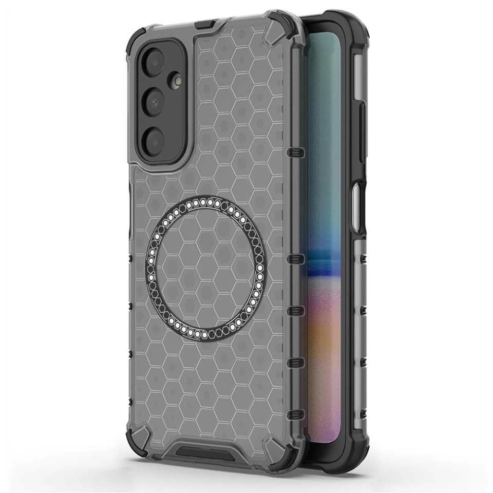 Husa pentru Samsung Galaxy A05s, SKYDDAR INNOVATION, HoneyComb Shield MagSafe, Negru, set cu sticker