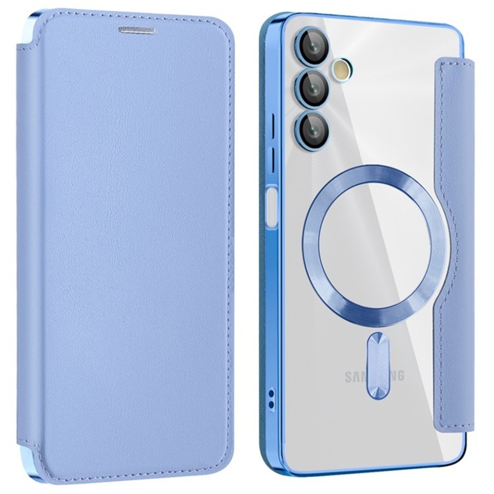 Husa pentru Samsung Galaxy A05s tip carte, SKYDDAR INOVATION, SmartMag Book, Magsafe, RFiD, Suport Carduri, set cu sticker, Bleu - 1 | YEO