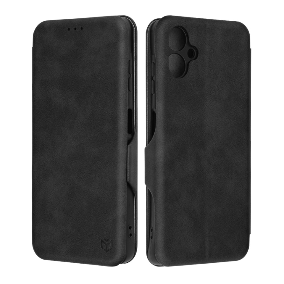 Husa pentru Samsung Galaxy A06, SKYDDAR INNOVATION, Safe Wallet tip carte din Piele Ecologica, Suport Carduri, Inchidere Magnetica, Negru, set cu sticker