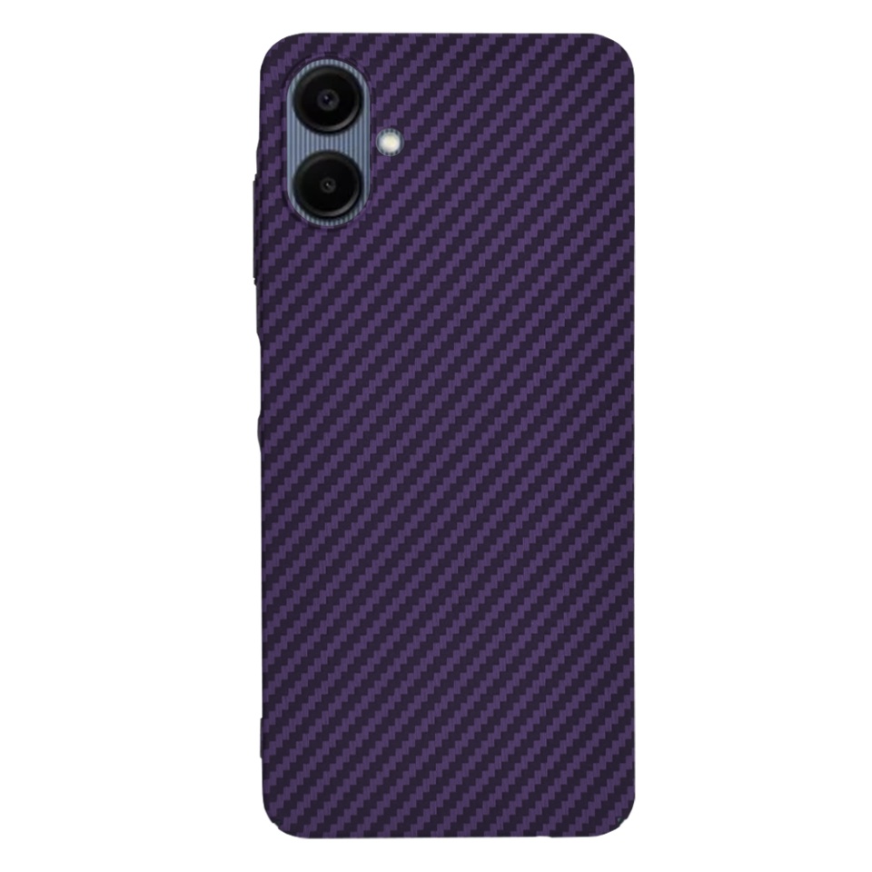 Husa pentru Samsung Galaxy A06, SKYDDAR INNOVATION, textura carbon, Carbonite FiberShell, Mov, set cu sticker - 2 | YEO