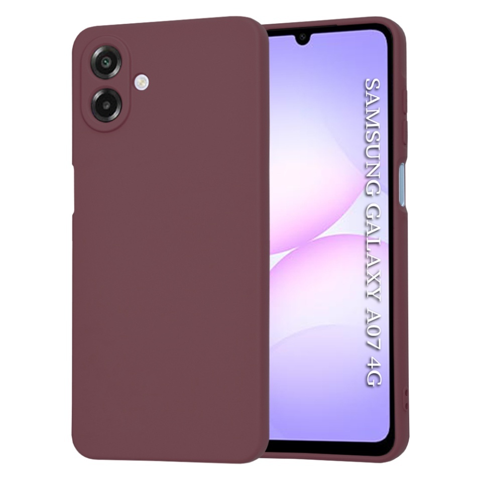 Husa pentru Samsung Galaxy A07 4G, SKYDDAR INNOVATION, din Silicon Catifelat, SoftElegance, set cu sticker, Bordo