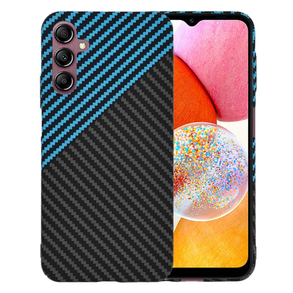 Husa pentru Samsung Galaxy A14 5G / Galaxy A14 4G, Finisaj Premium cu Textura de Carbon, Design Elegant, SKDR CarbonFlex - Bleu