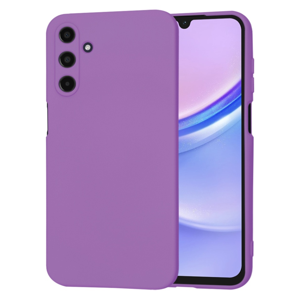 Husa pentru Samsung Galaxy A15 4G / Galaxy A15 5G, SKYDDAR INNOVATION, din Silicon Catifelat, SoftElegance , Mov, set cu sticker