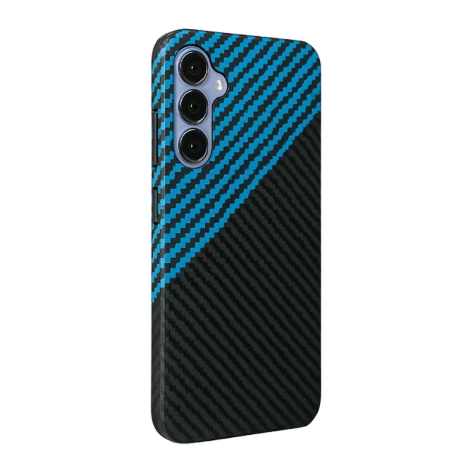 Husa pentru Samsung Galaxy A15 4G / Galaxy A15 5G, SKYDDAR INNOVATION, Carbonite FiberShell, Bleu, set cu sticker