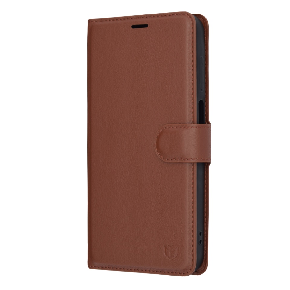 Husa pentru Samsung Galaxy A15 4G / Galaxy A15 5G, SKYDDAR INNOVATION, Leather Wallet, tip Carte, cu Portofel Interior, Finisaje Premium, Maro, set cu sticker - 3 | YEO