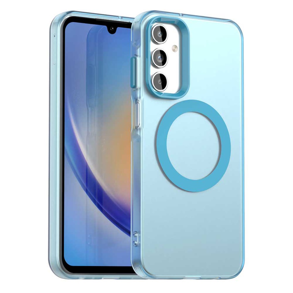 Husa pentru Samsung Galaxy A15 4G / Galaxy A15 5G, SKYDDAR INOVATION, CandyCase, Magsafe, set cu sticker, Albastru