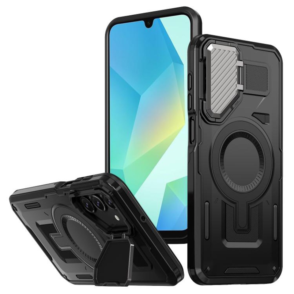 Husa pentru Samsung Galaxy A16 4G / Galaxy A16 5G, SKYDDAR INNOVATION, CamVault MagSafe cu Protectie Camera, set cu sticker, Negru