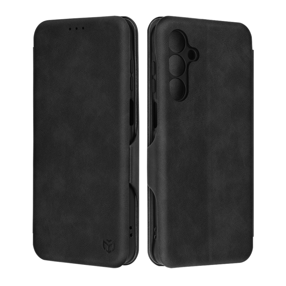 Husa pentru Samsung Galaxy A16 4G / Galaxy A16 5G, SKYDDAR INNOVATION, Safe Wallet tip carte din Piele Ecologica, Suport Carduri, Inchidere Magnetica, Negru, set cu sticker