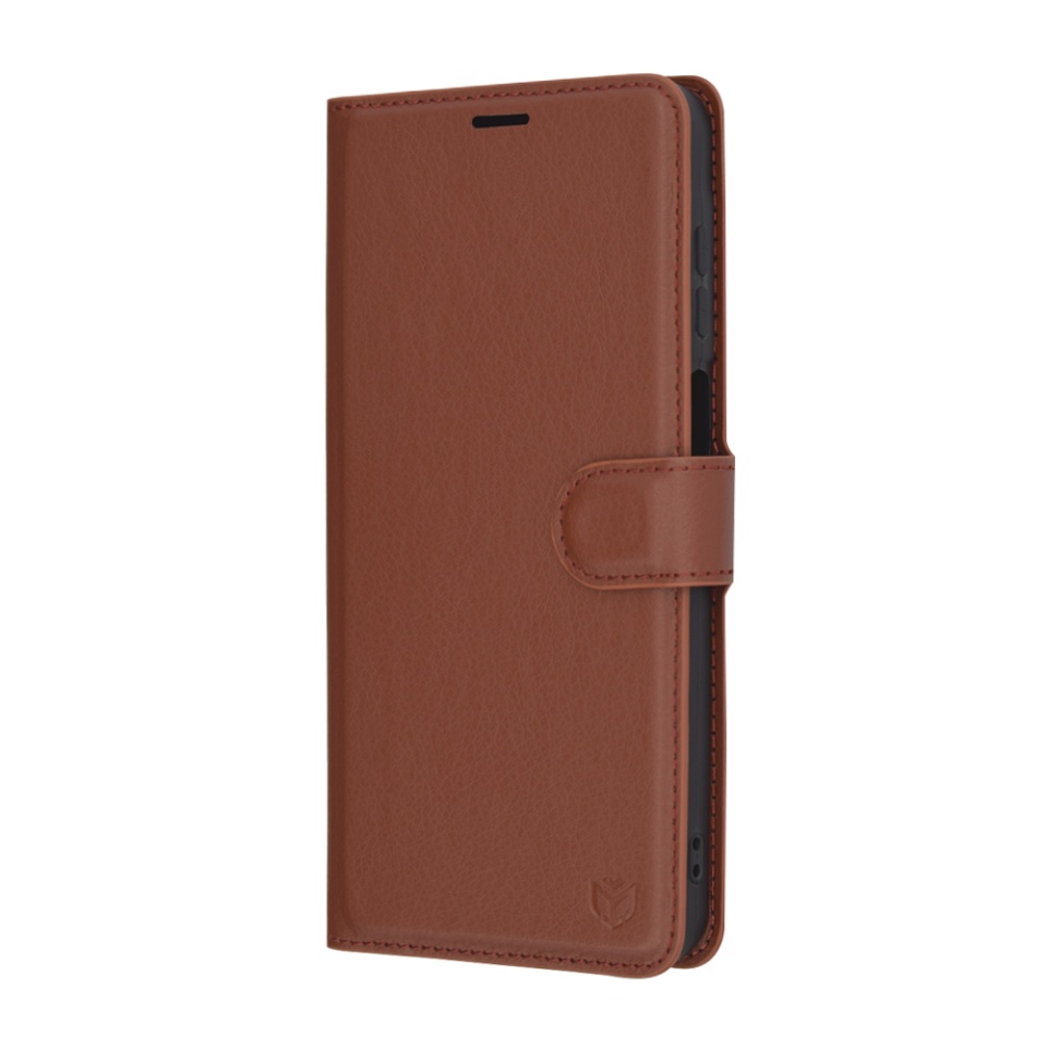 Husa pentru Samsung Galaxy A16 4G / Galaxy A16 5G, SKYDDAR INNOVATION, Leather Wallet, tip Carte, cu Portofel Interior, Finisaje Premium, Maro, set cu sticker - 3 | YEO