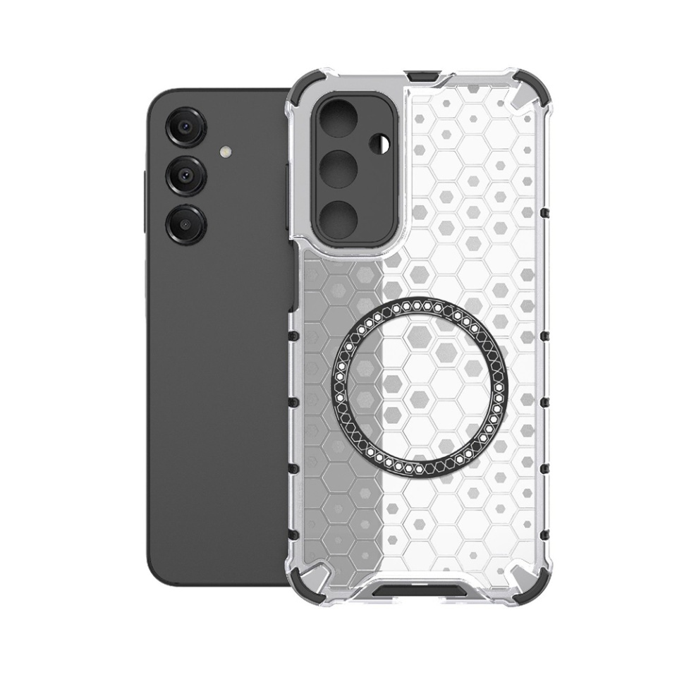 Husa pentru Samsung Galaxy A16 4G / Galaxy A16 5G, SKYDDAR INNOVATION, HoneyComb Shield MagSafe, Alb, set cu sticker - 1 | YEO