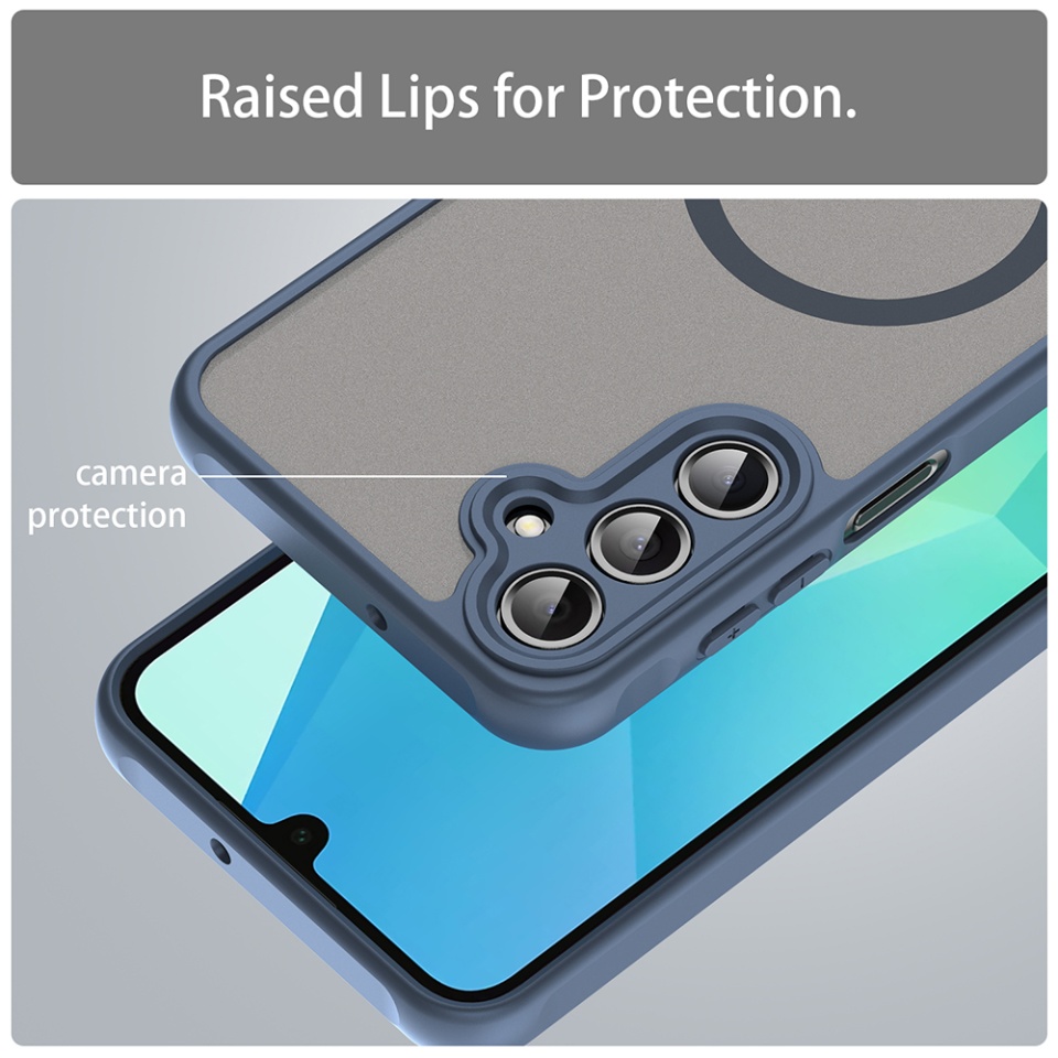 Husa pentru Samsung Galaxy A16 4G / Galaxy A16 5G, SKYDDAR INNOVATION, HaloFrost MagSafe II, Antisoc, set cu sticker, Bleumarin - 3 | YEO