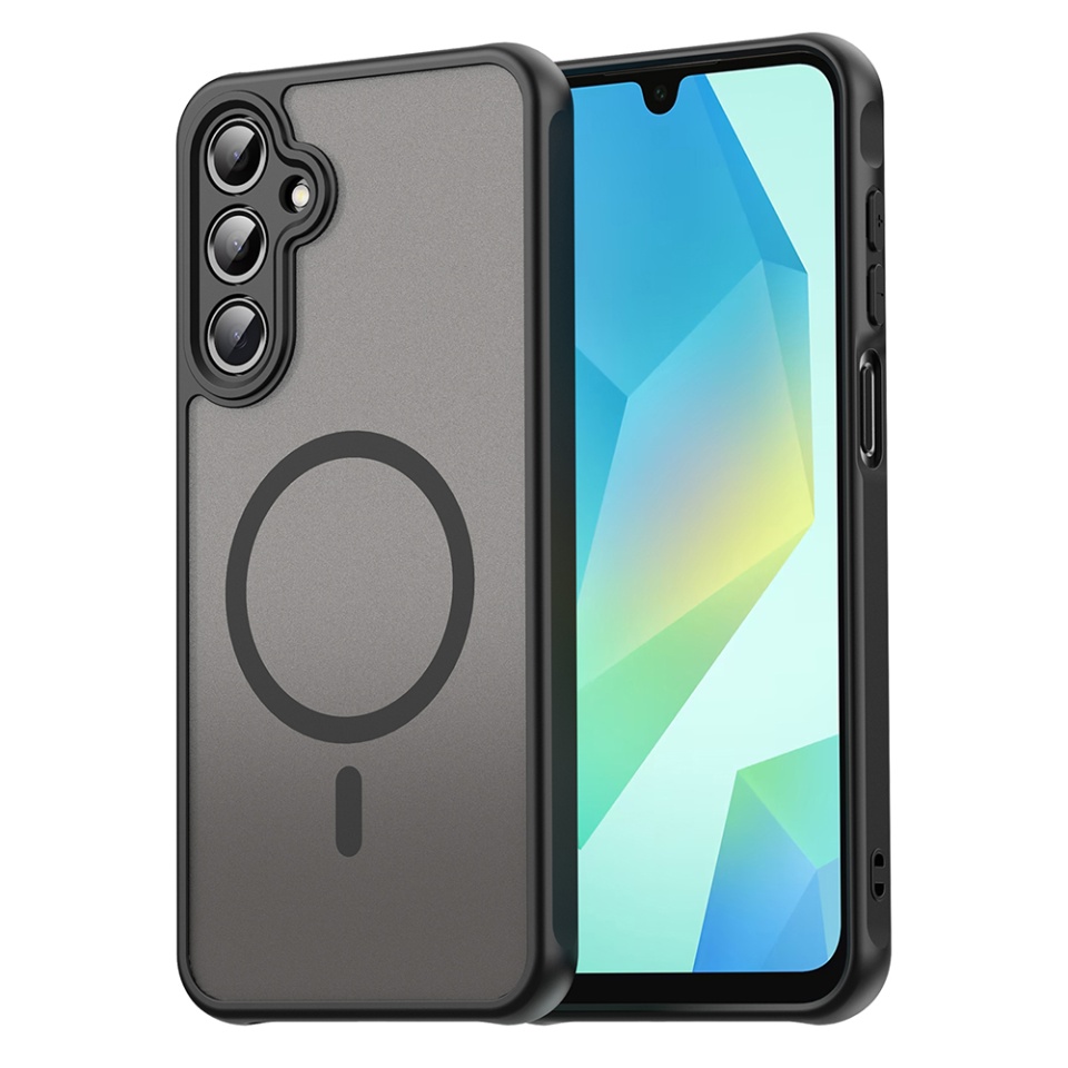 Husa pentru Samsung Galaxy A16 4G / Galaxy A16 5G, SKYDDAR INNOVATION, HaloFrost MagSafe II, Antisoc, set cu sticker, Negru