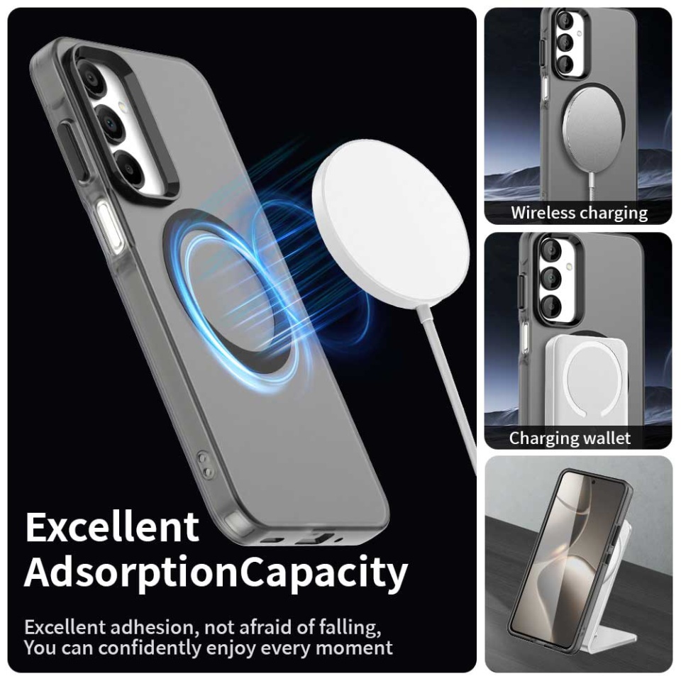 Husa pentru Samsung Galaxy A16 4G / Galaxy A16 5G, SKYDDAR INOVATION, CandyCase, Magsafe, set cu sticker, Negru - 2 | YEO