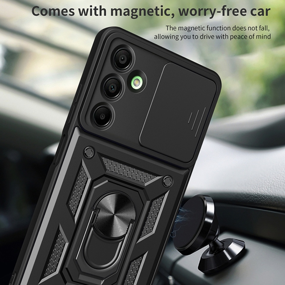 Husa pentru Samsung Galaxy A16 cu inel magnetic si protectie camera Skyddar CamShield - Negru - 3 | YEO