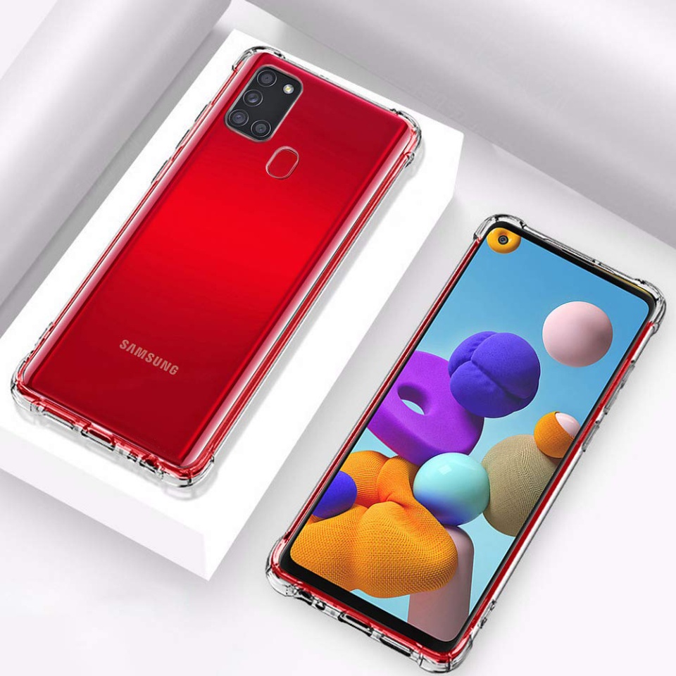 Husa pentru Samsung Galaxy A21s , SKYDDAR INNOVATION, Shockproof Clear din Silicon Slim, Transparenta, set cu sticker - 2 | YEO