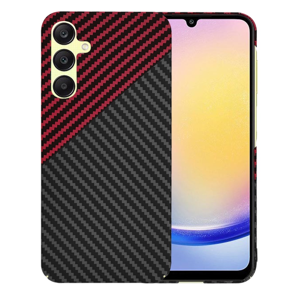 Husa pentru Samsung Galaxy A25 5G, SKYDDAR INNOVATION, Carbonite FiberShell, Rosu inchis, set cu sticker - 1 | YEO