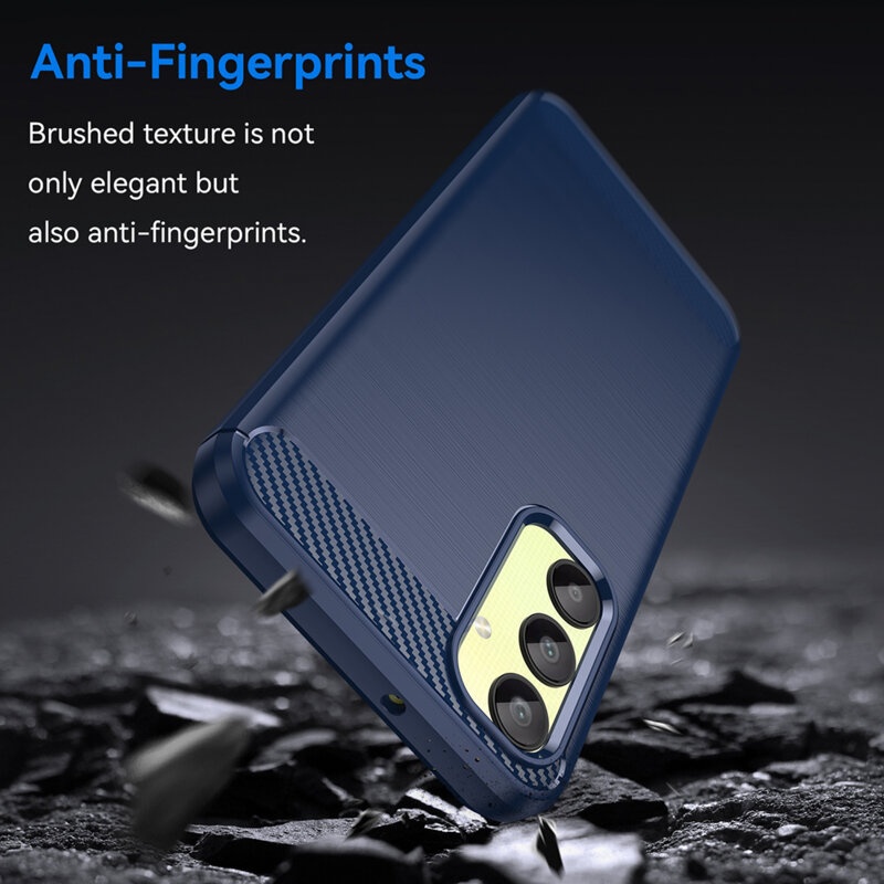 Husa pentru Samsung Galaxy A26 5G din Silicon Premium, Slim, cu textura Fibra Carbon - Albastru - 2 | YEO