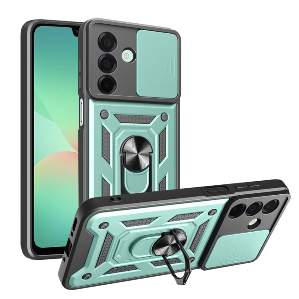 Husa pentru Samsung Galaxy A26 5G, SKYDDAR INNOVATION, CamShield, Verde, set cu sticker