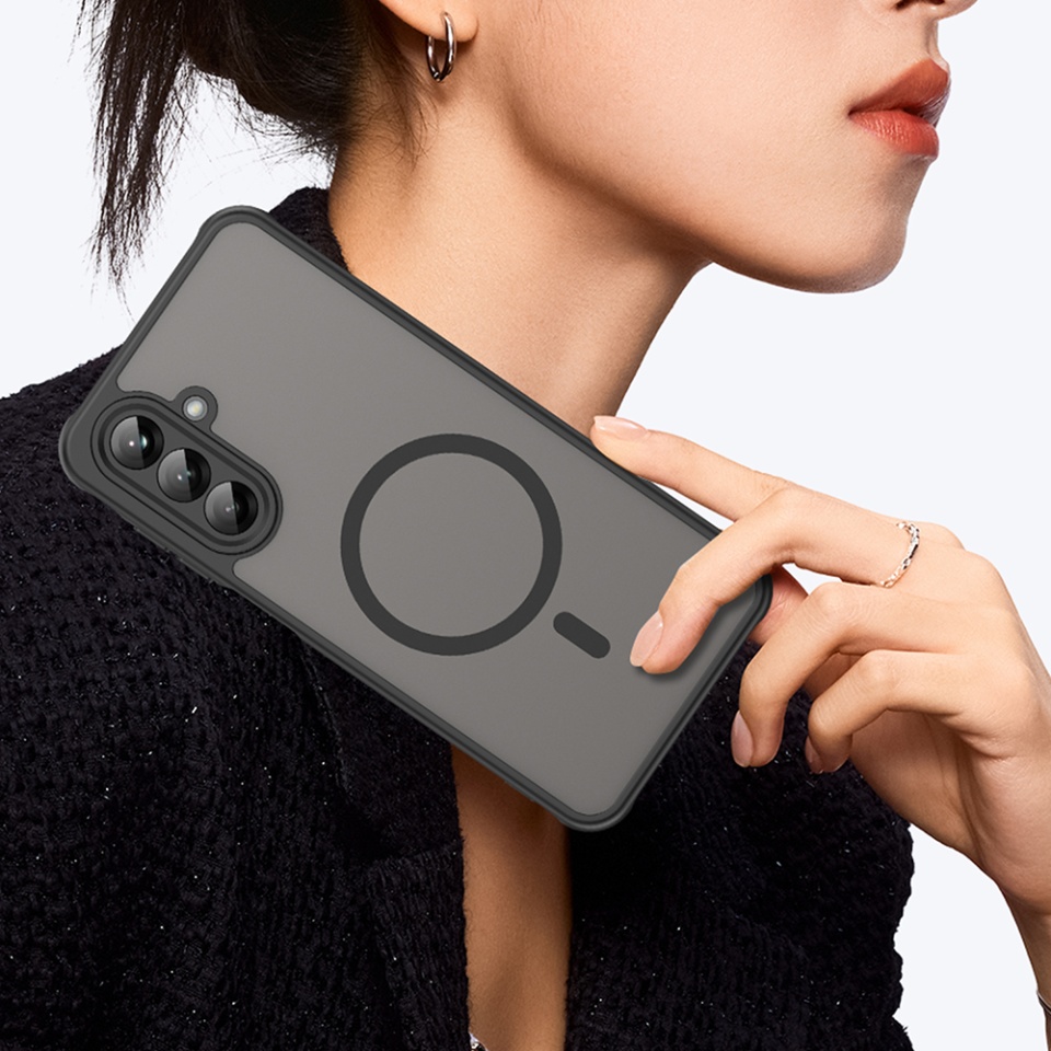 Husa pentru Samsung Galaxy A26 5G, SKYDDAR INNOVATION, HaloFrost MagSafe II, Antisoc, set cu sticker, Negru - 6