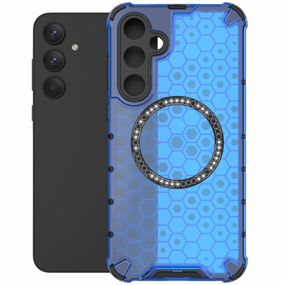 Husa pentru Samsung Galaxy A26 5G, SKYDDAR INNOVATION, HoneyComb Shield MagSafe, Antisoc, set cu sticker, Albastru - 1 | YEO