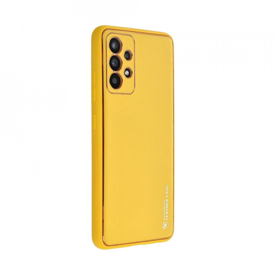 Husa pentru Samsung Galaxy A33 5G din piele ecologica, Skyddar Leather - Galben - 1 | YEO