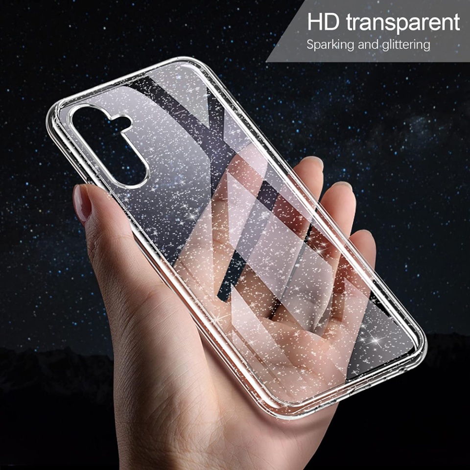 Husa pentru Samsung Galaxy A34 5G, SKYDDAR INNOVATION, SparkleSkin din Silicon TPU cu Sclipici, Design Elegant, set cu sticker, Transparenta - 3 | YEO