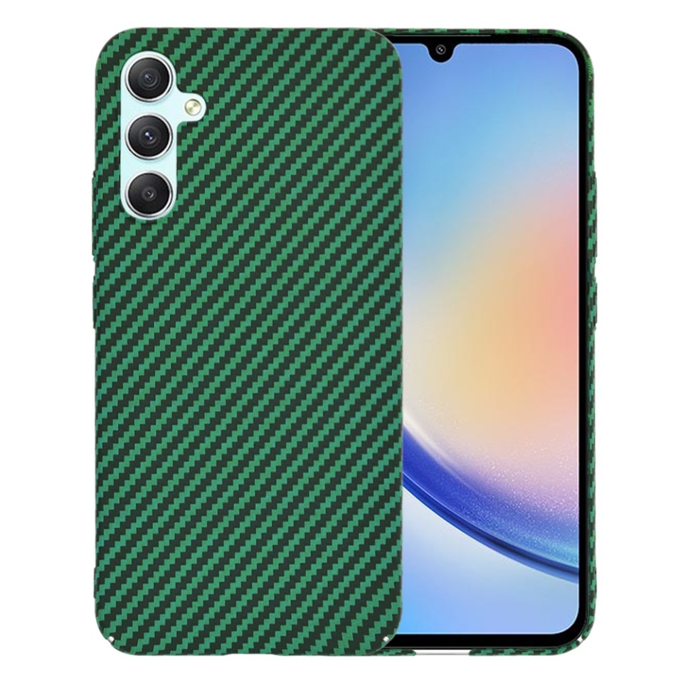 Husa pentru Samsung Galaxy A34 5G, SKYDDAR INNOVATION, textura carbon, Carbonite FiberShell, set cu sticker, Verde,
