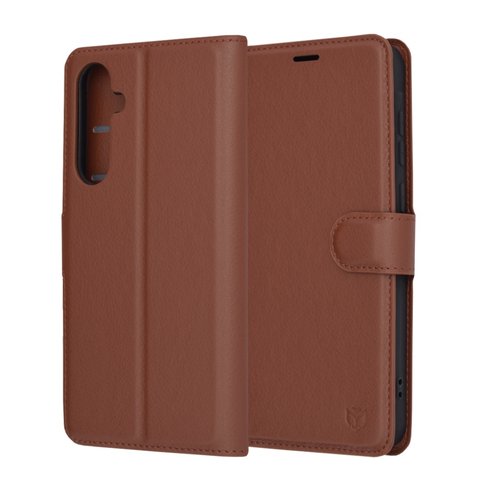 Husa pentru Samsung Galaxy A35 5G tip Carte, cu Portofel Interior, Finisaje Premium, SKYDDAR Leather Wallet - Maro