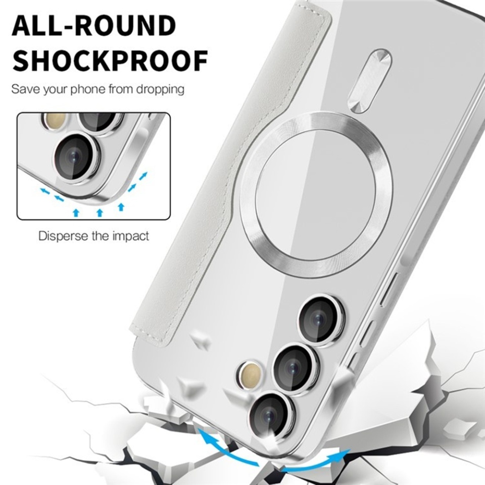 Husa pentru Samsung Galaxy A35 5G tip carte, SKYDDAR INOVATION, SmartMag Book, Magsafe, RFiD, Suport Carduri, set cu sticker, Gri - 3 | YEO