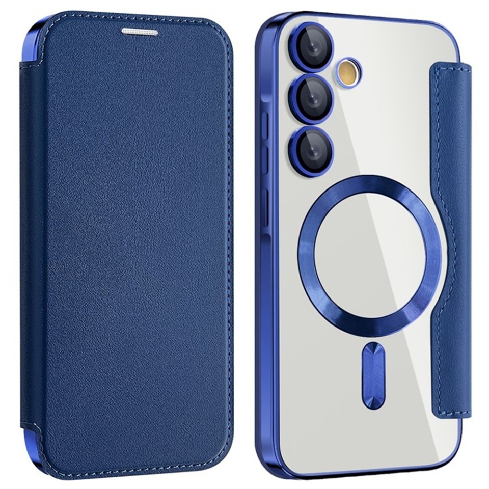 Husa pentru Samsung Galaxy A35 5G tip carte, SKYDDAR INOVATION, SmartMag Book, Magsafe, RFiD, Suport Carduri, set cu sticker, Albastru - 1 | YEO