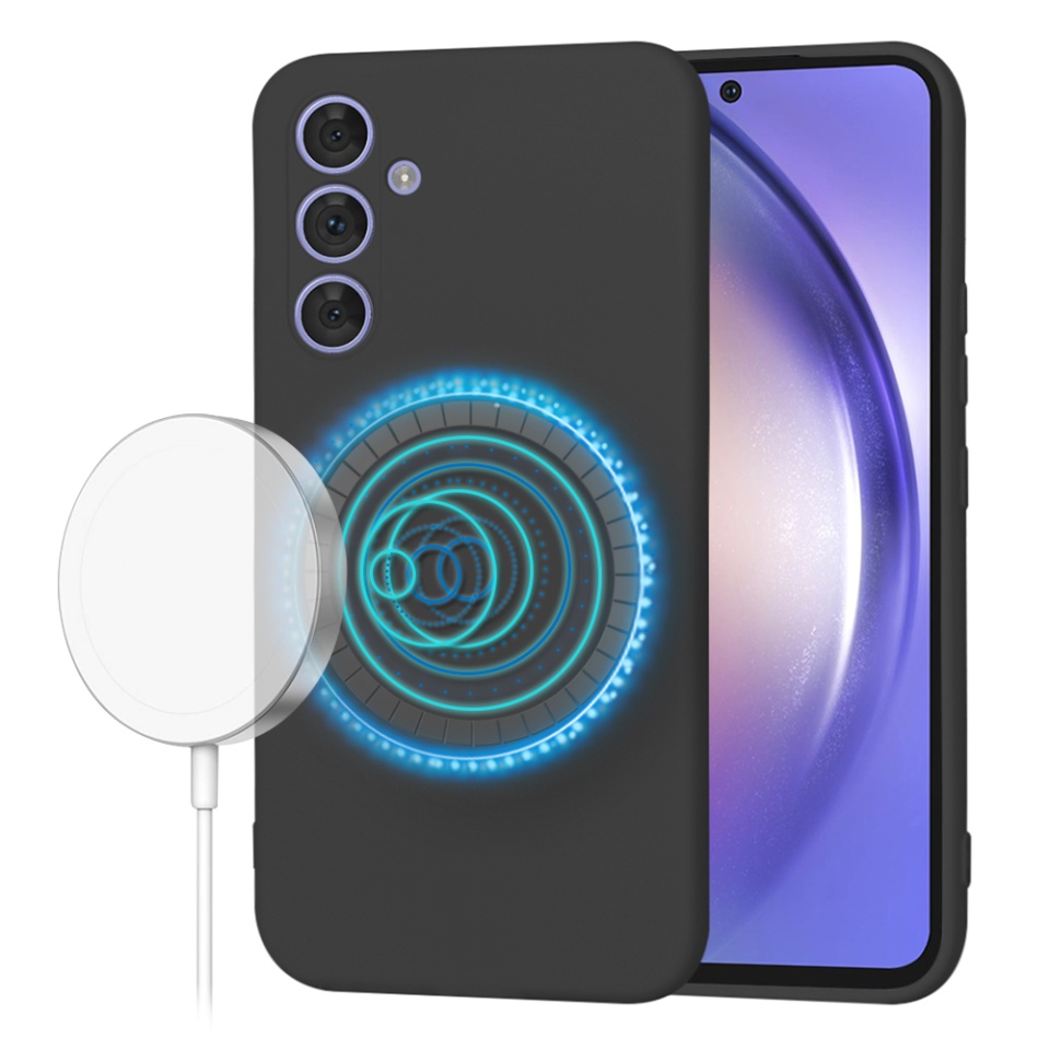 Husa pentru Samsung Galaxy A54 din Silicon Catifelat, Protectie Premium, Skyddar SoftElegance Magsafe - Negru