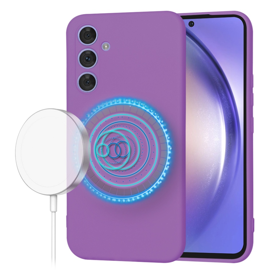 Husa pentru Samsung Galaxy A54 din Silicon Catifelat, Protectie Premium, Skyddar SoftElegance Magsafe - Mov