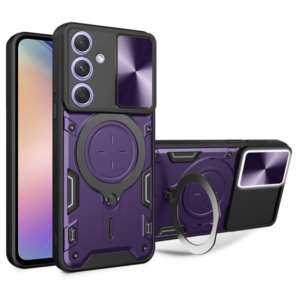 Husa pentru Samsung Galaxy A54, SKYDDAR INNOVATION, CamGuard Pro, Inel Magnetic, Protectie Camera, set cu sticker, Mov