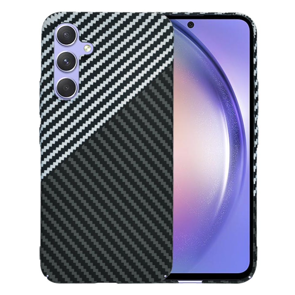 Husa pentru Samsung Galaxy A54, SKYDDAR INNOVATION, Carbonite FiberShell, Gri, set cu sticker - 1 | YEO
