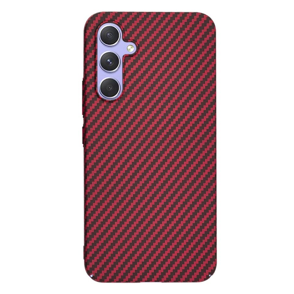 Husa pentru Samsung Galaxy A54, SKYDDAR INNOVATION, Carbonite FiberShell, Rosu, set cu sticker - 3 | YEO