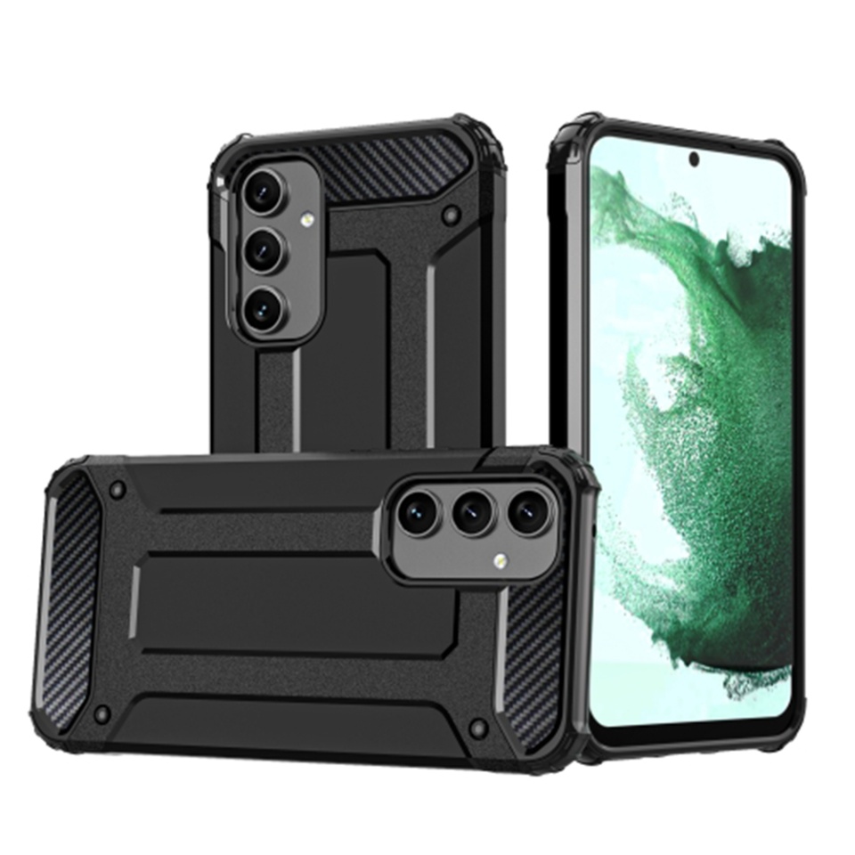 Husa pentru Samsung Galaxy A54, SKYDDAR INNOVATION, Hybrid Armor, din Plastic Dur, Margini Cauciucate, Antisoc, set cu sticker, Negru